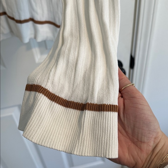 NWOT SABO Adair Oversized White Knit Polo with Tan Tipping size S - Picture 10 of 16